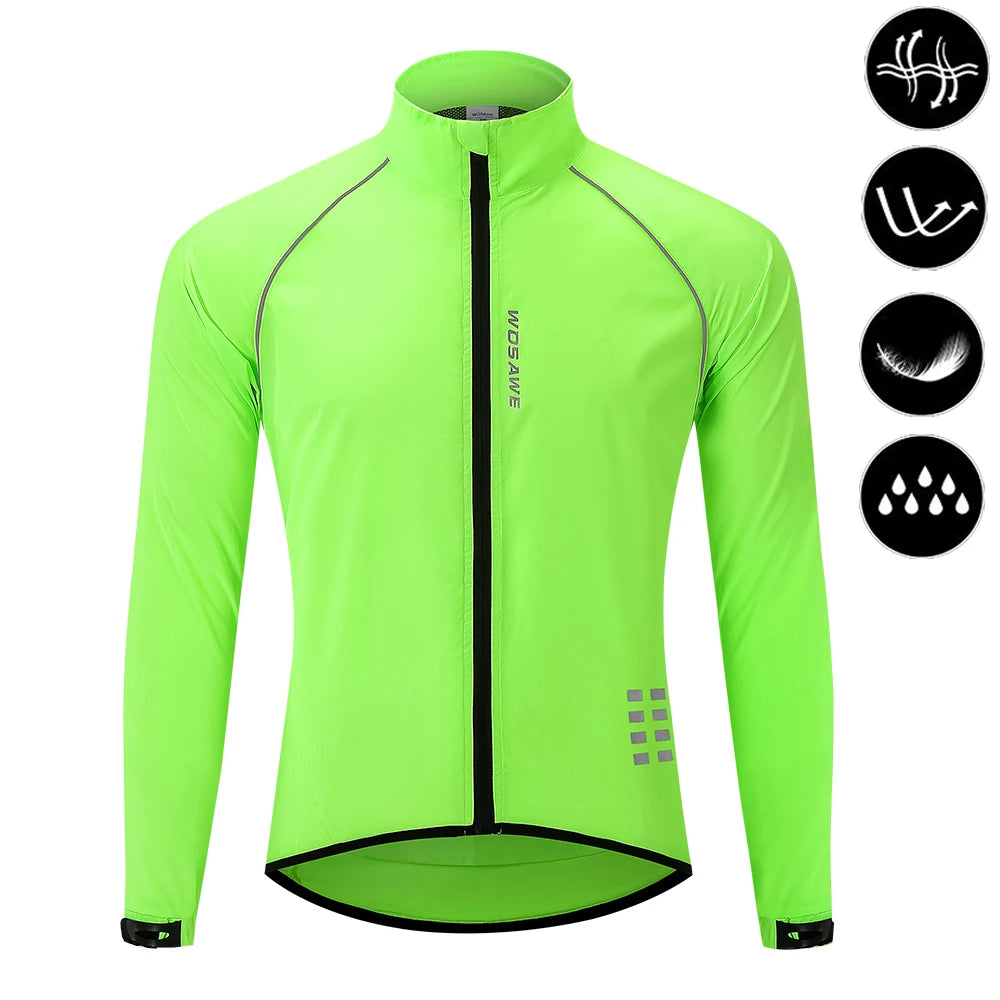 WOSAWE Men’s Ultralight Windproof Cycling Jacket – Reflective & Long Sleeve